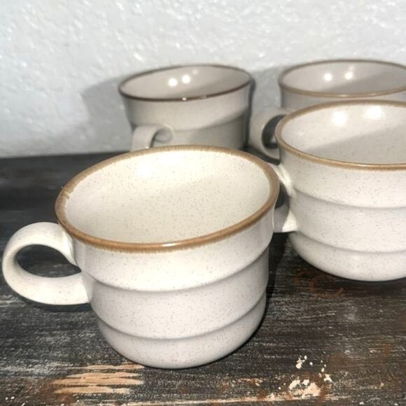 Studio Kraft Japan Ceramic Coffee Cups Set Of 4 Beige & Brown Vintage - Picture 4 of 6